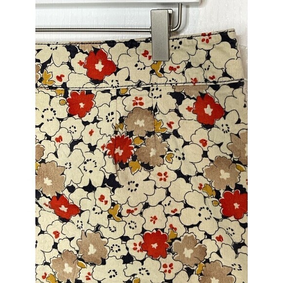 LOFT Mini Cotton Skirt Beige & Red Ditsy Floral, red and tan size 8 - Picture 11 of 14